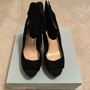 Black Suede Peep toe Sandal